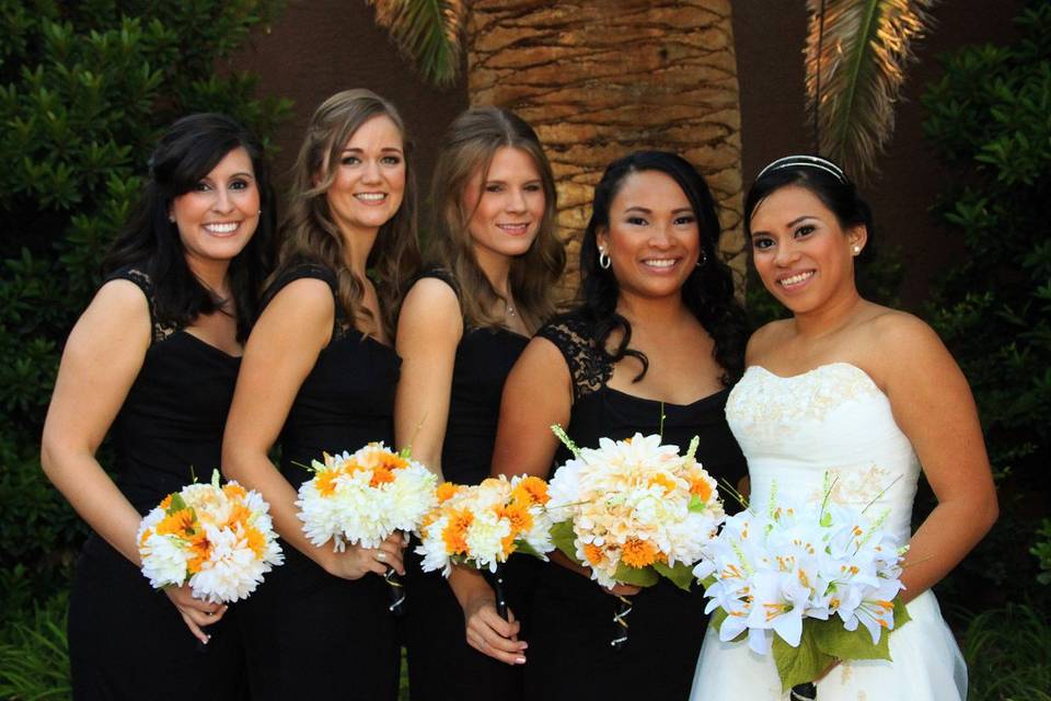 Bride with bridesmaids