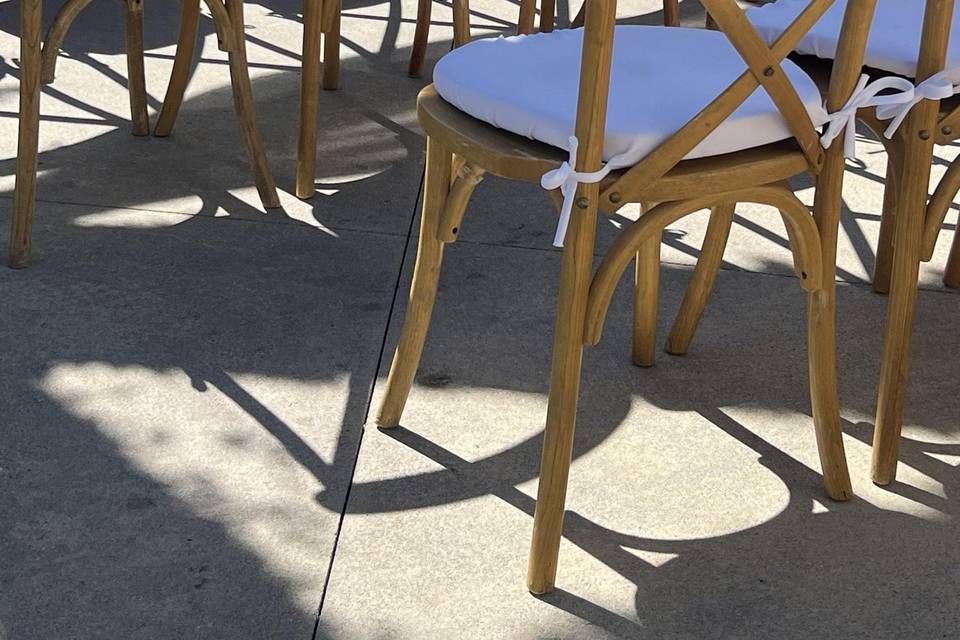 Natural wood farm chairs