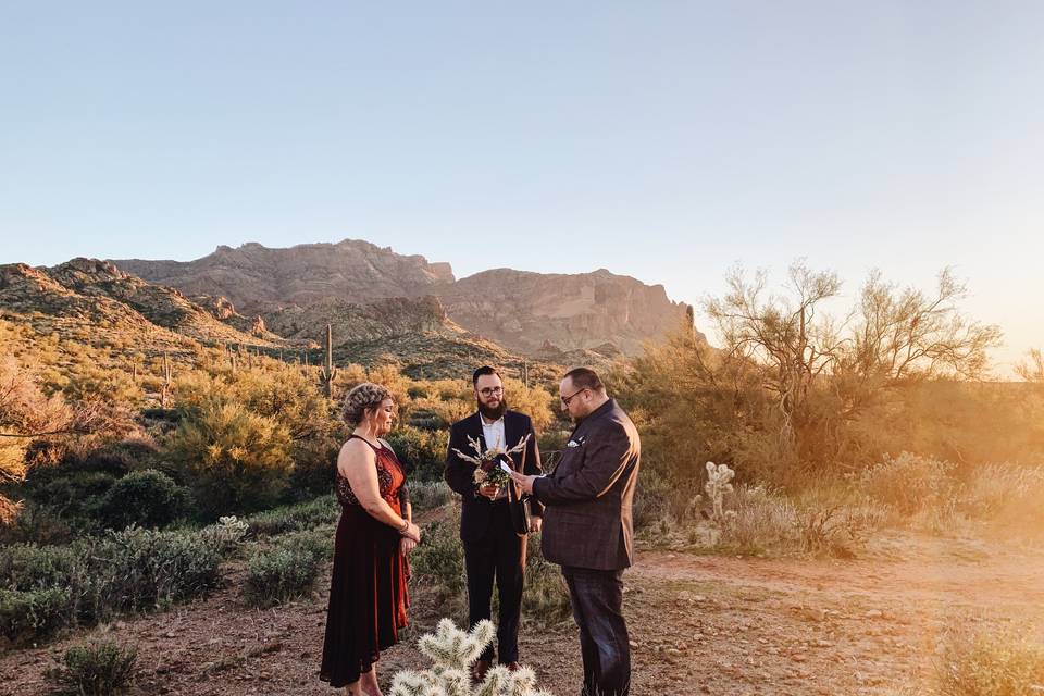 A sunset elopement