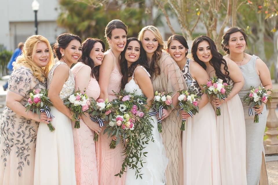 Bride and bridesmaids