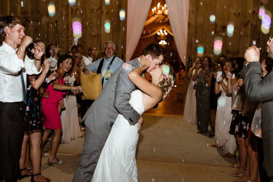 Bride & groom exit-bubbles