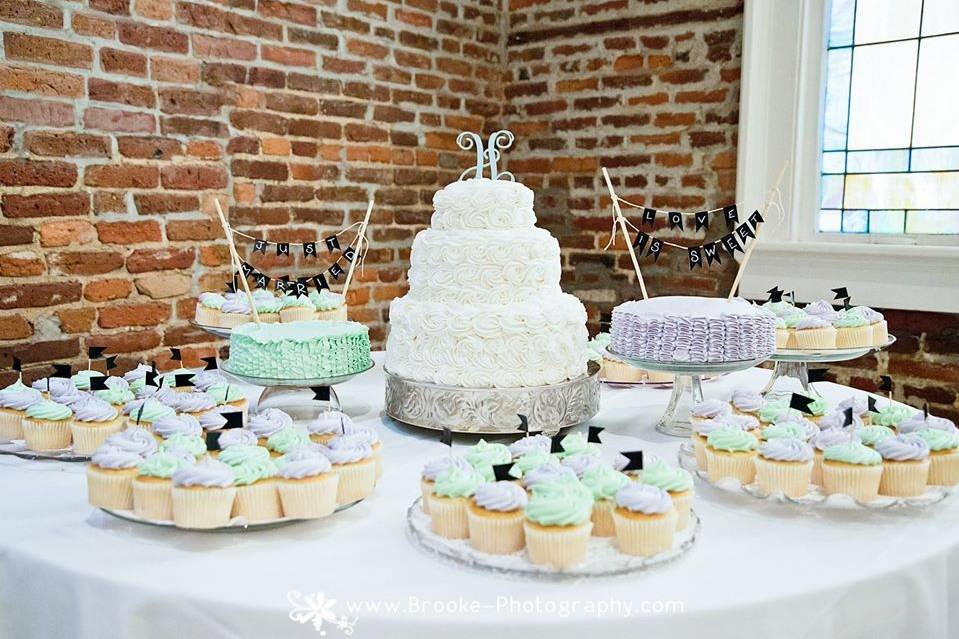Cake and cupcakes = wedding