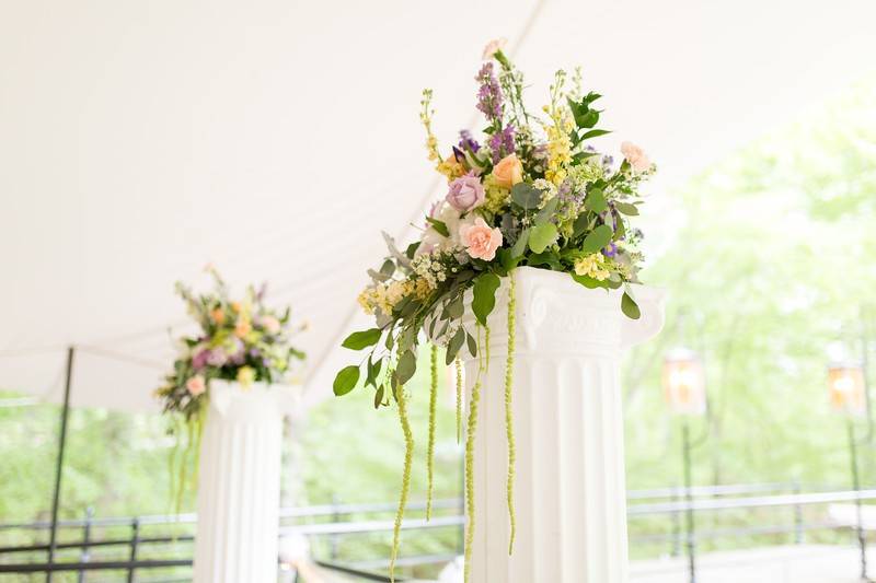 Wedding columns with flowers