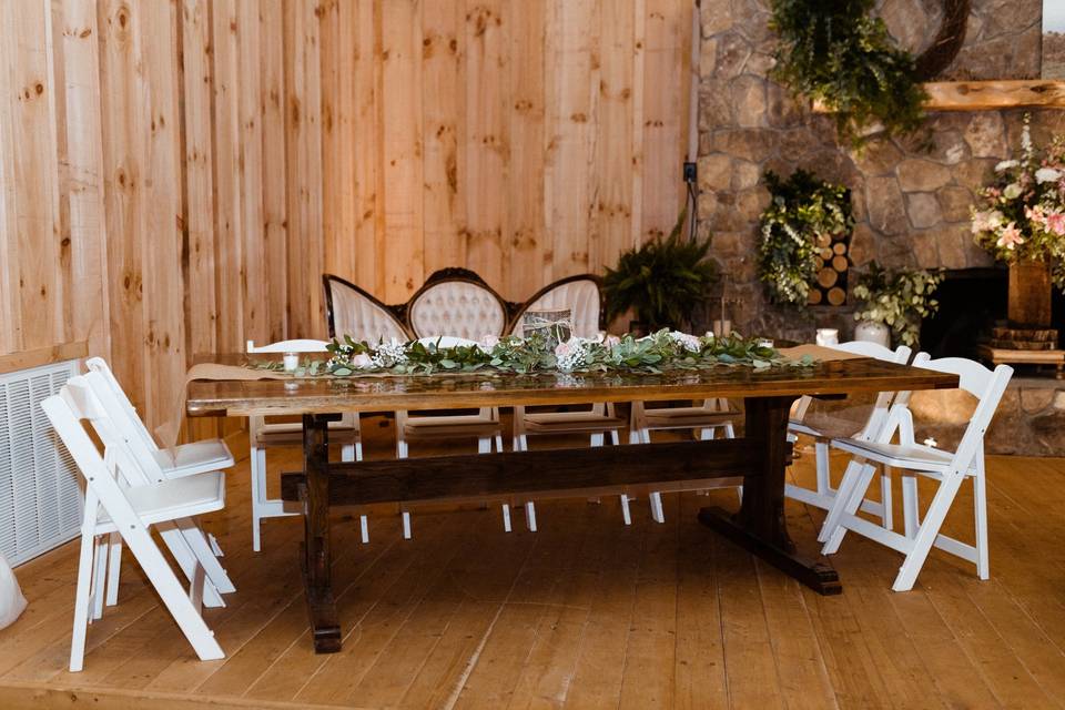 Wedding party table-greenery