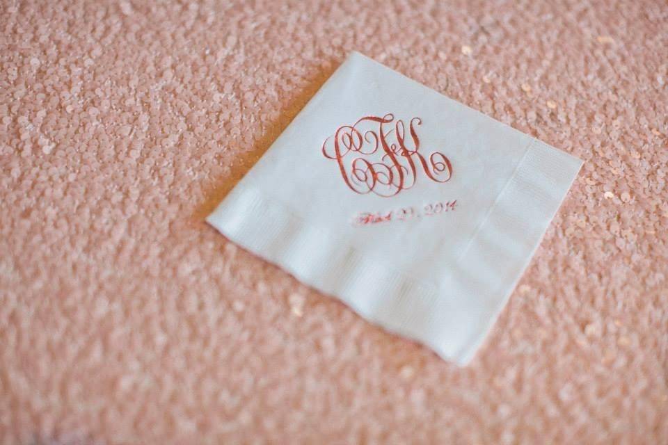 Monogram wedding napkin