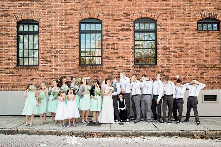 Bride and groom kiss