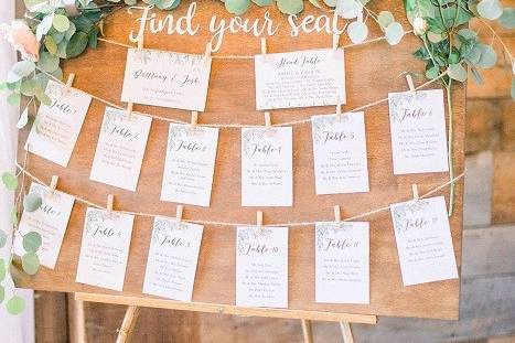 Wooden seating chart board