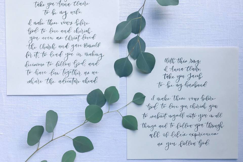 Custom Calligraphy Vows