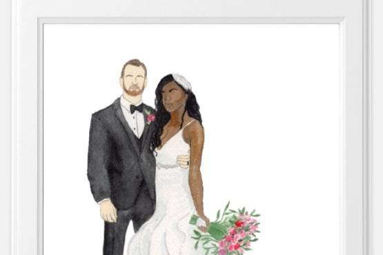 Watercolor Bride and Groom