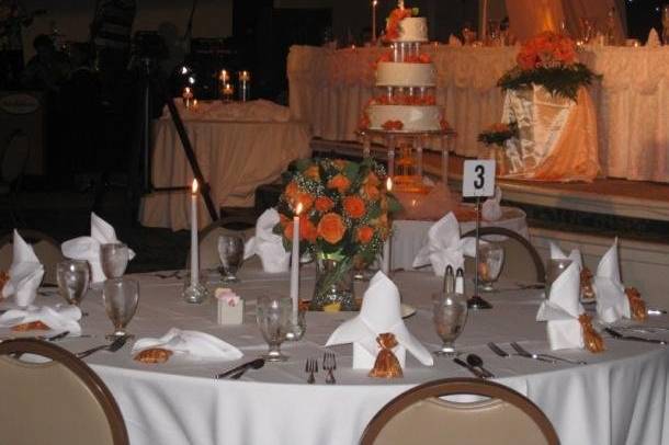 Table setup with candle centerpiece
