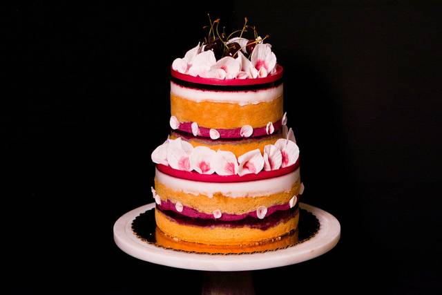 Naked Blueberry-Cherry Cake
