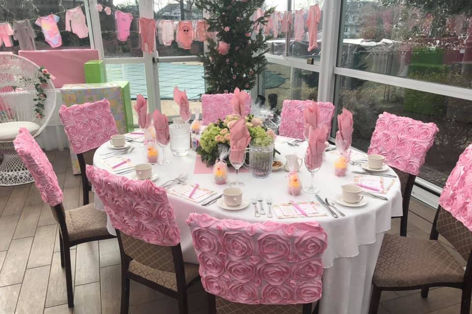 Table adorned with party favor