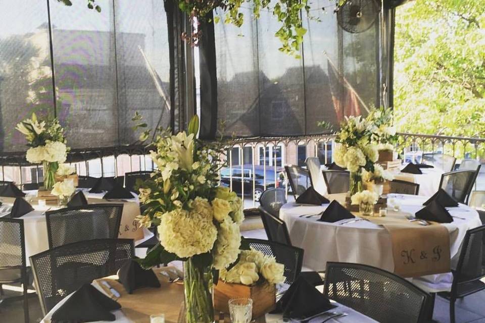 Fernando's patio is available for an elegant rehearsal dinner set-up.