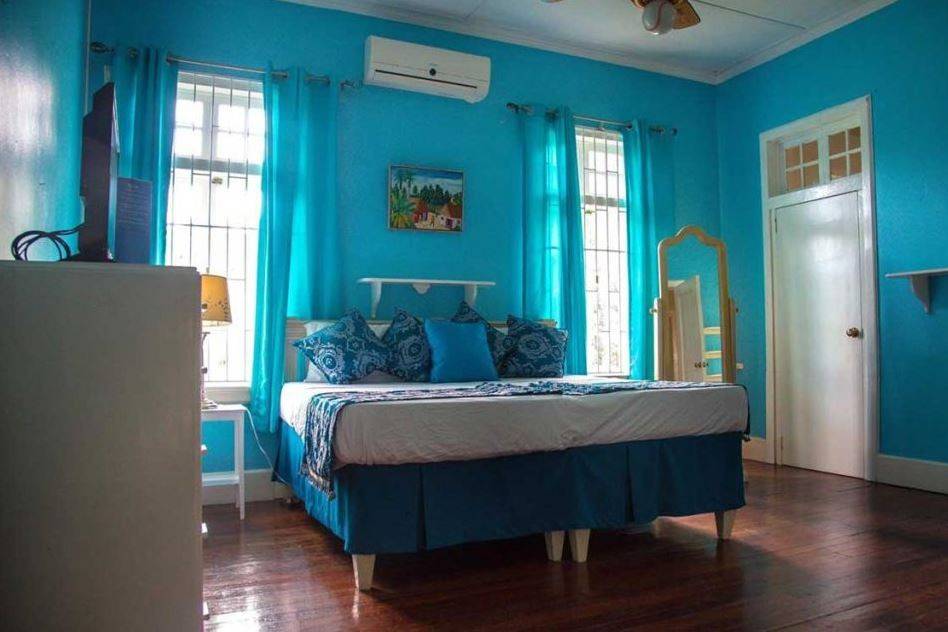 A blue-themed suite