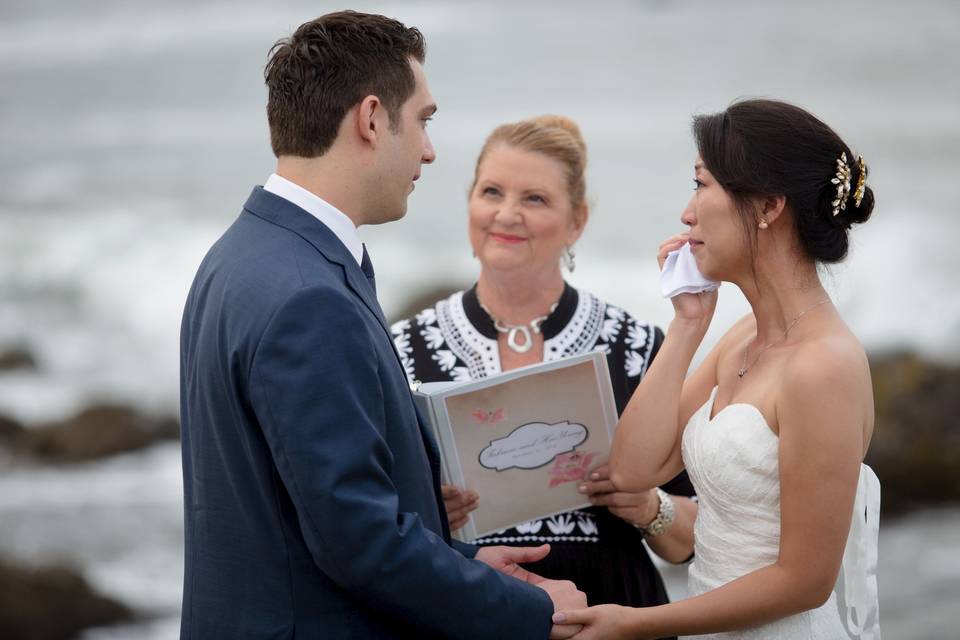 Elopement ceremony at ventana, big sur overlooking the pacific ocean.