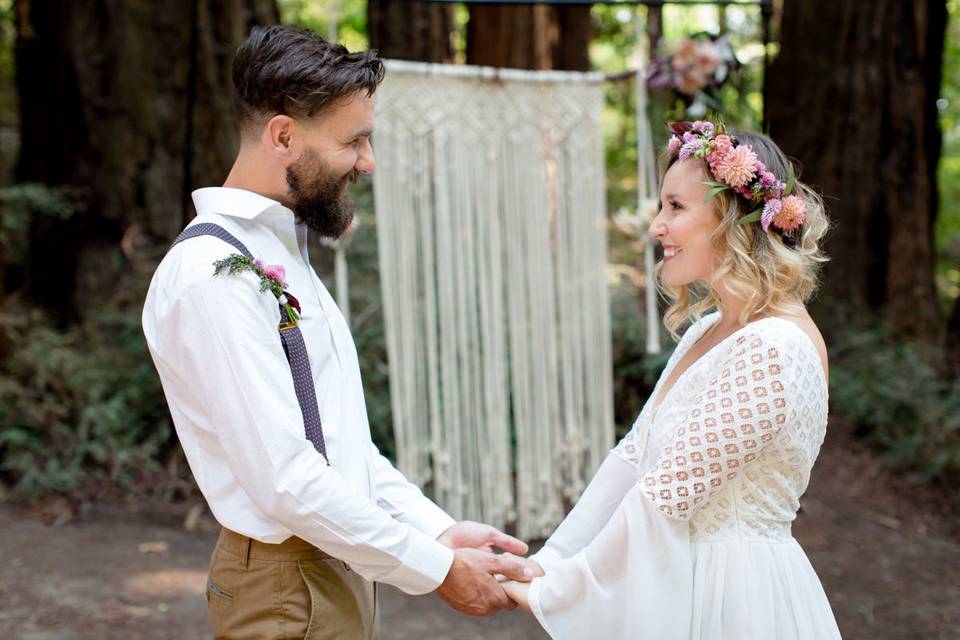 Boho wedding at roaring camp in the redwoods