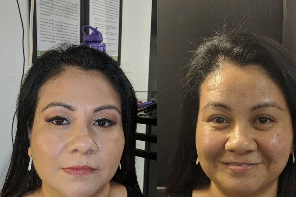 Simple makeup and straight hair