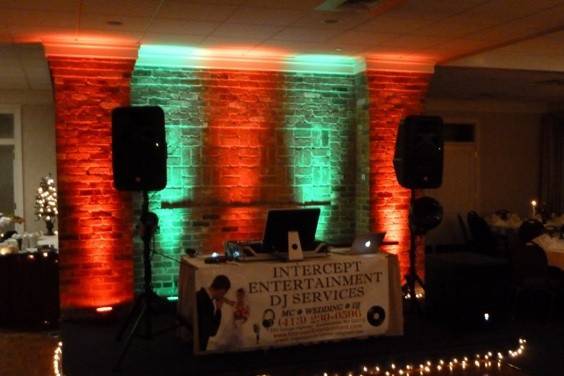 We can do uplighting in a variety of colors. Are you planning a holiday party? Red & green uplighting will be sure to get everyone in the holiday spirit!