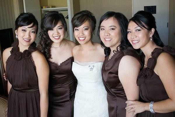 Bride and bridesmaids