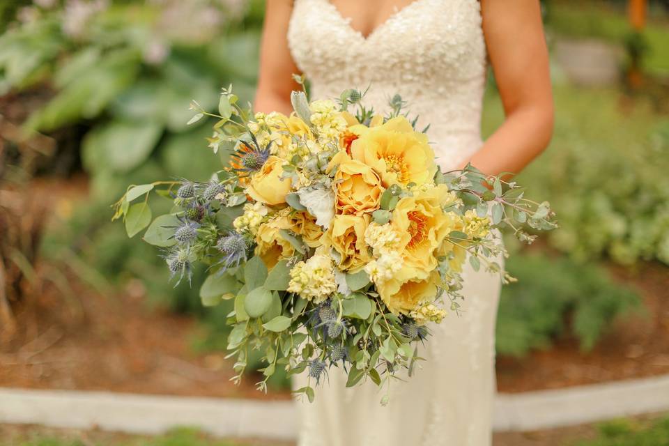 Lady holding a bouquet