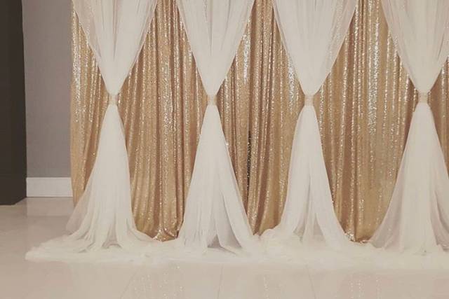 A luxurious draped backdrop