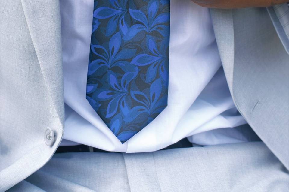 Groom with blue tie