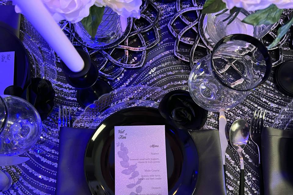 Black and Silver Table Setting