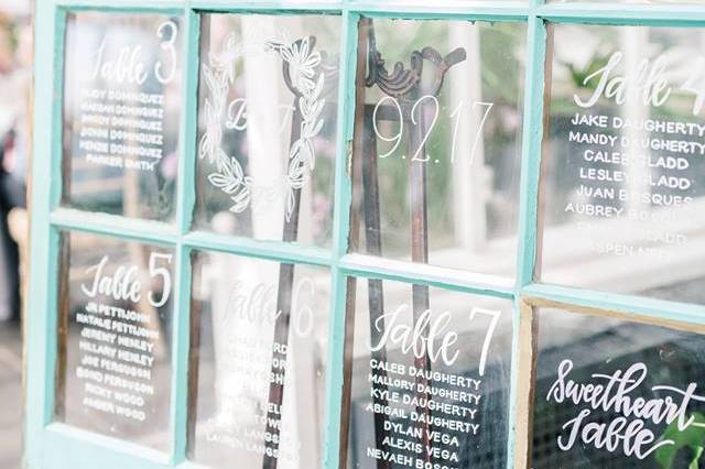 Window pane seating chart