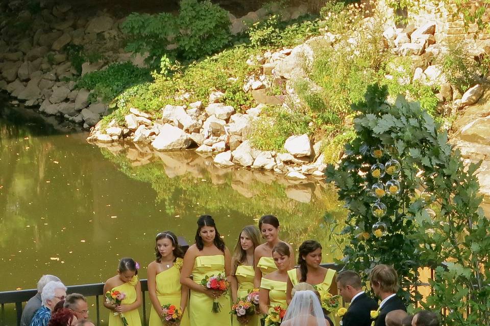 Flower globes at the altar