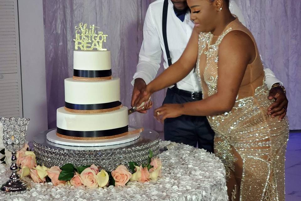 Bride & Groom cake cutting