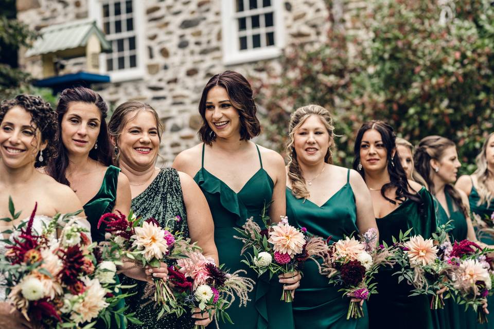 All-local bridesmaid bouquets