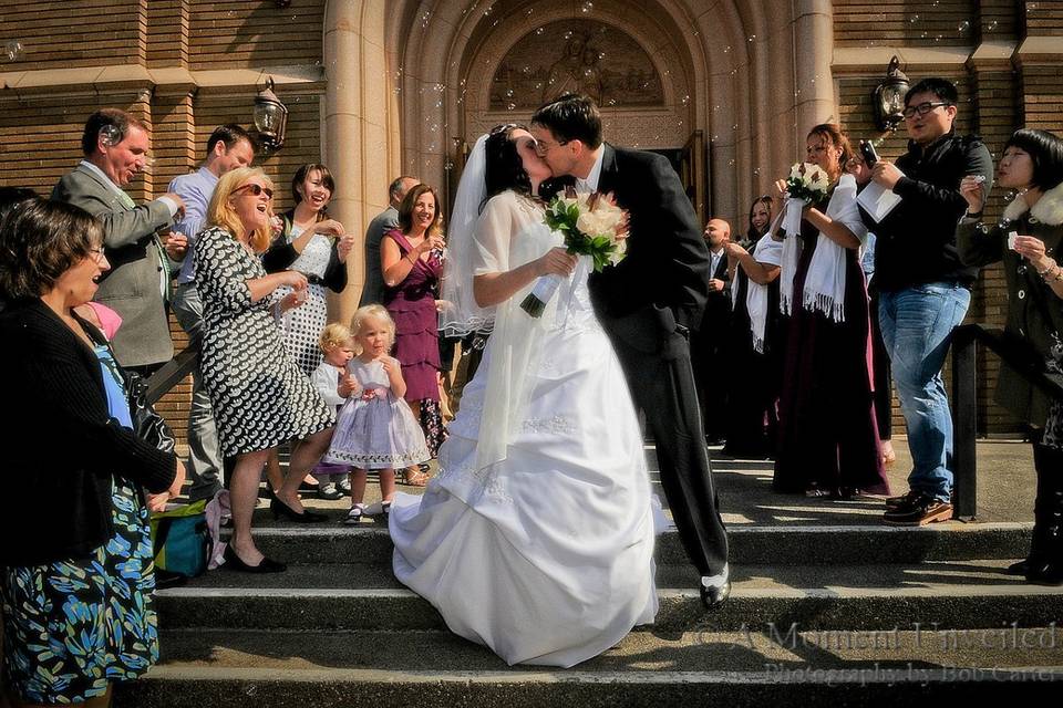 Bride & Groom Departing Church After the Ceremony