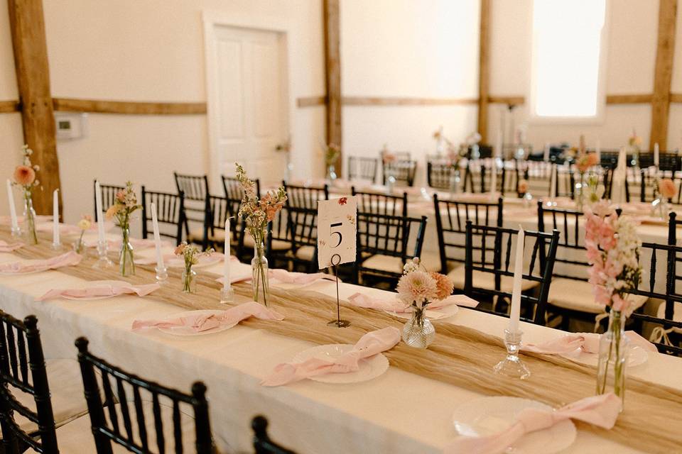 Long table setup at Wedding