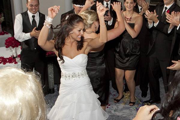 Bride and her guests on the dance floor