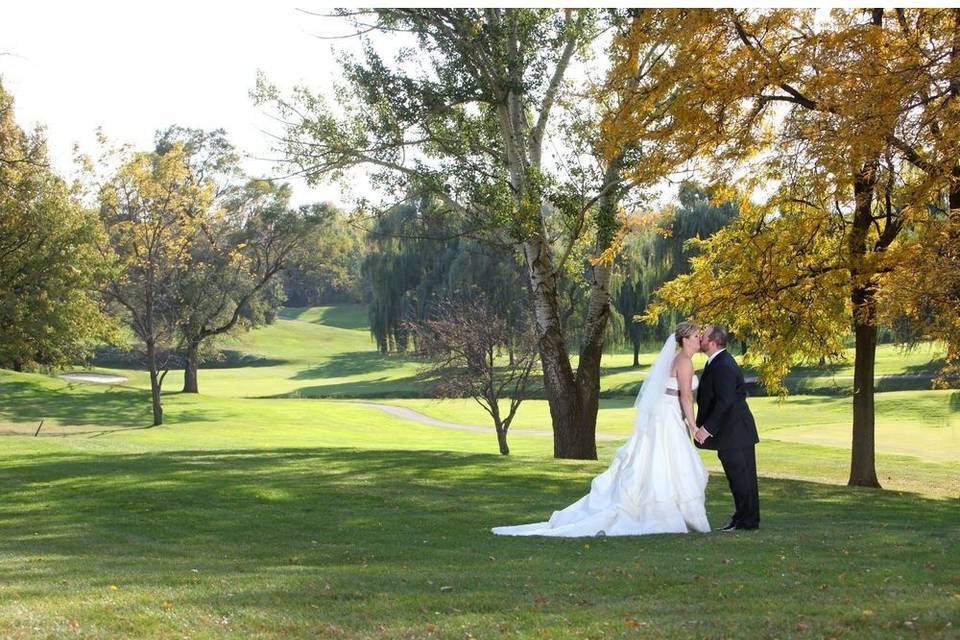 Newlyweds kiss