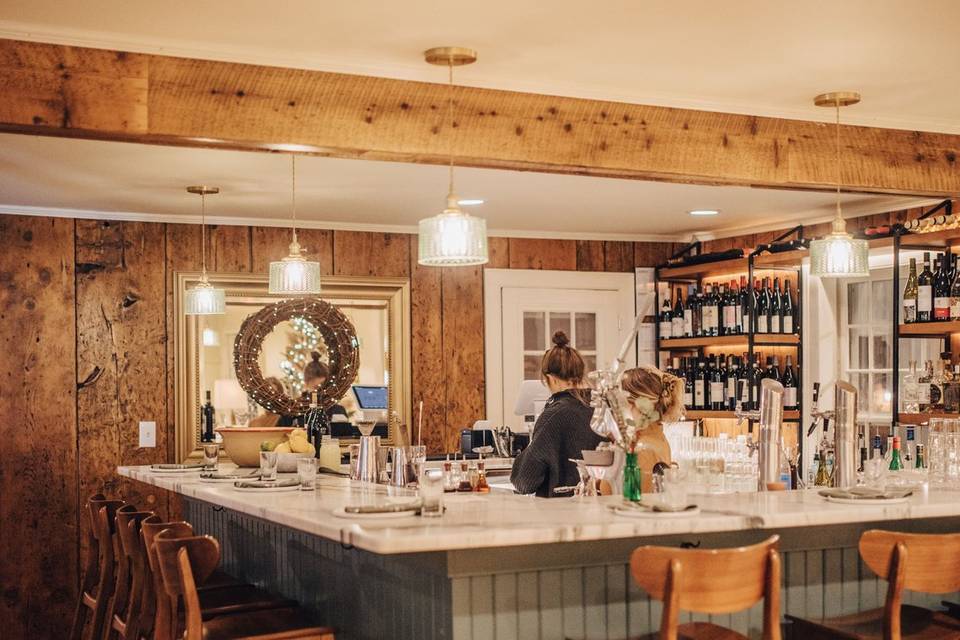 The bar inside the restaurant