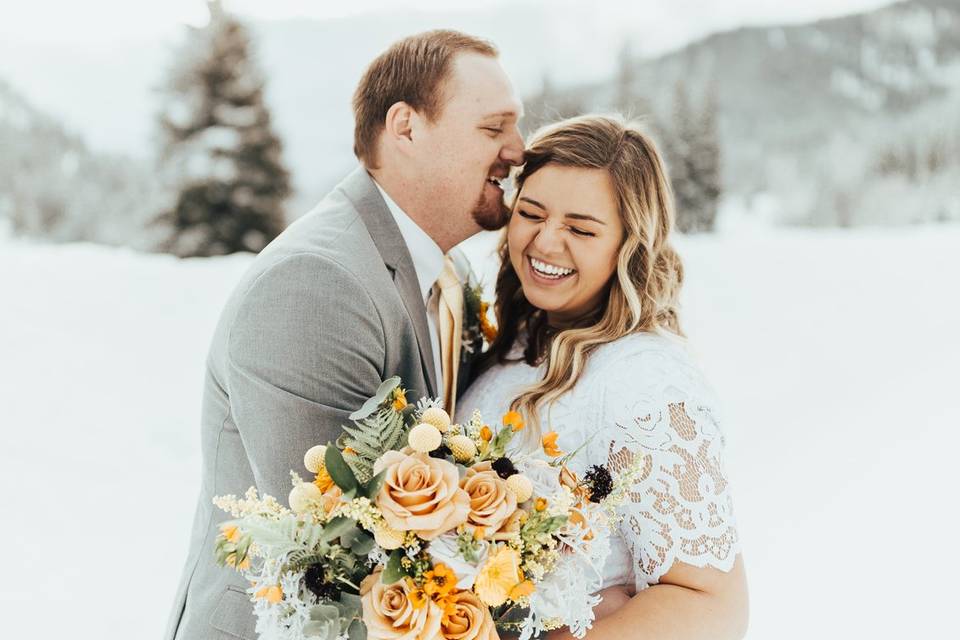 Winter bridals- orange bouquet