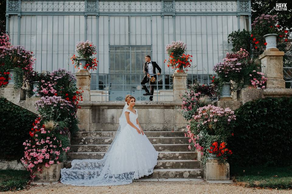 Bride and Groom in Paris Photo