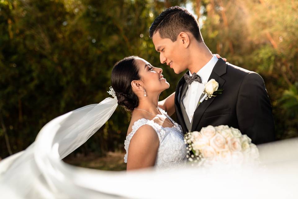 Bride and Groom at sunset