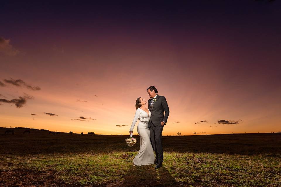 Summer sunset couple portrait