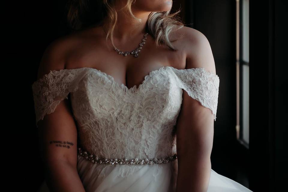 Beautiful bride by window