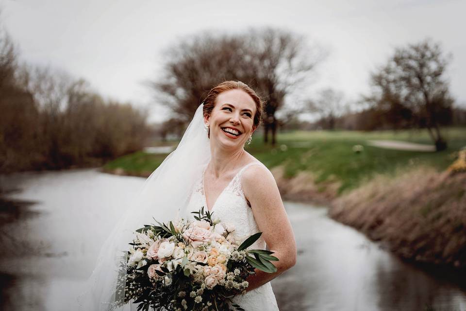 Gorgeous bride outdoors