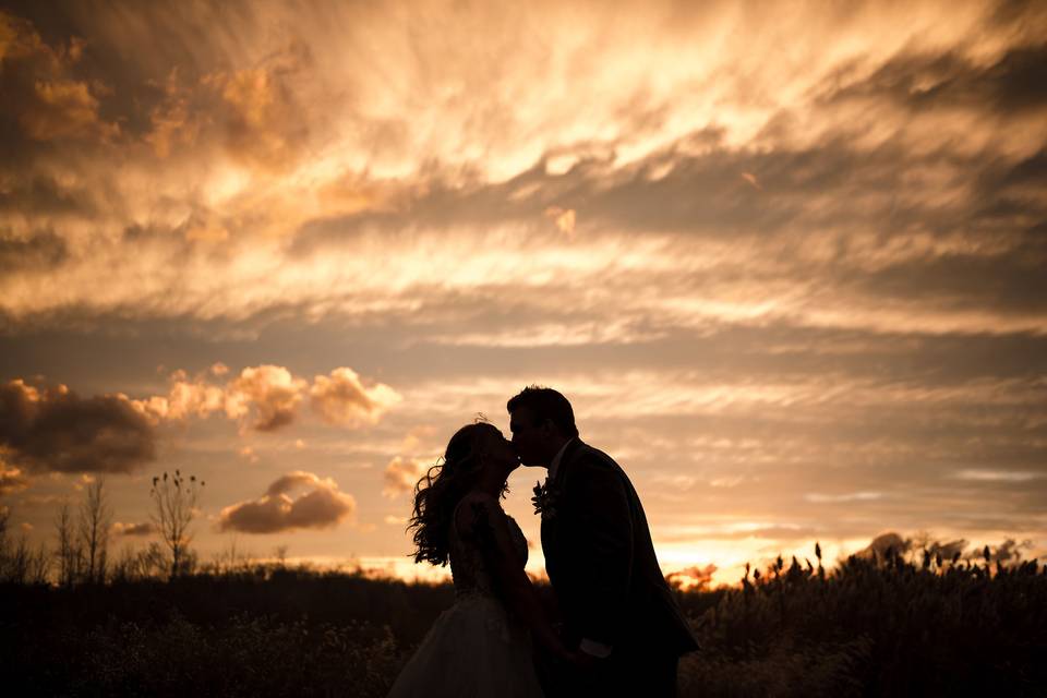 Bride and groom silhouette