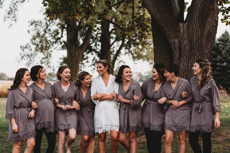 Bride with bridesmaids