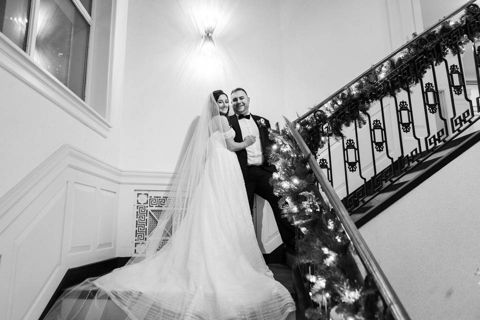Bride & Groom Holiday Staircas