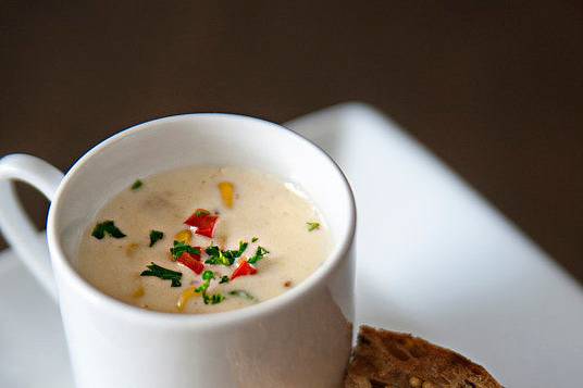 Roasted Corn Chowder with the Ultimate Grilled Cheese