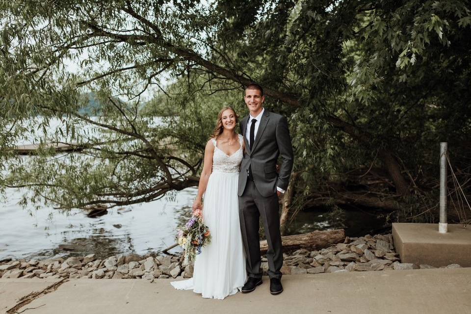 Portrait of the couple by the river