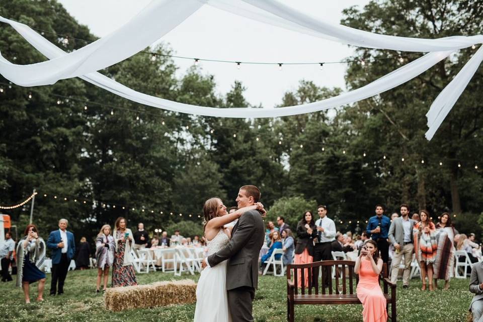 The Barn's outdoor reception area