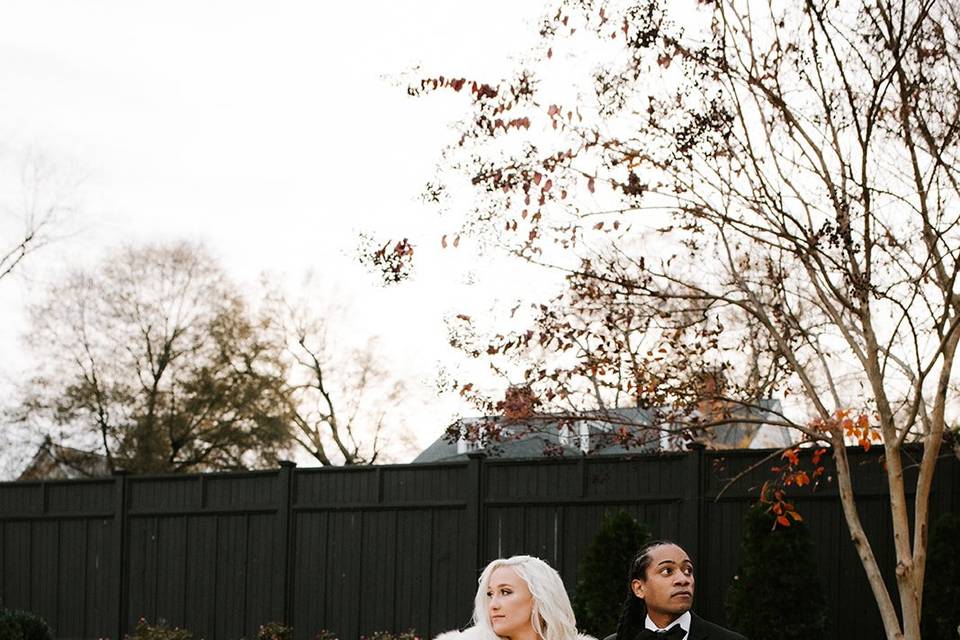 Stylish bride and groom