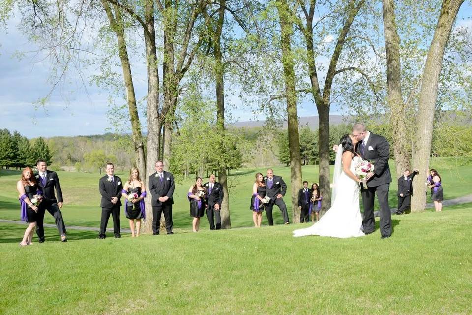 Newlyweds kissing